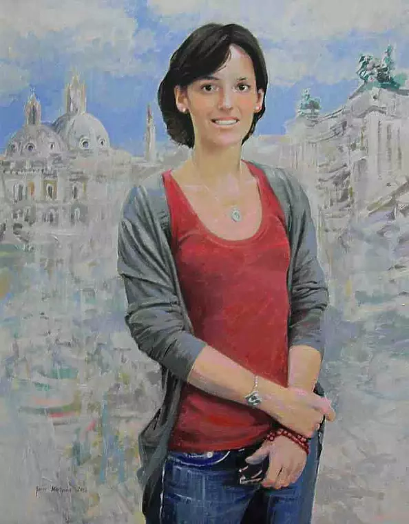 Jerzy Martynów - Akryl na płótnie Portret Livii - Roma