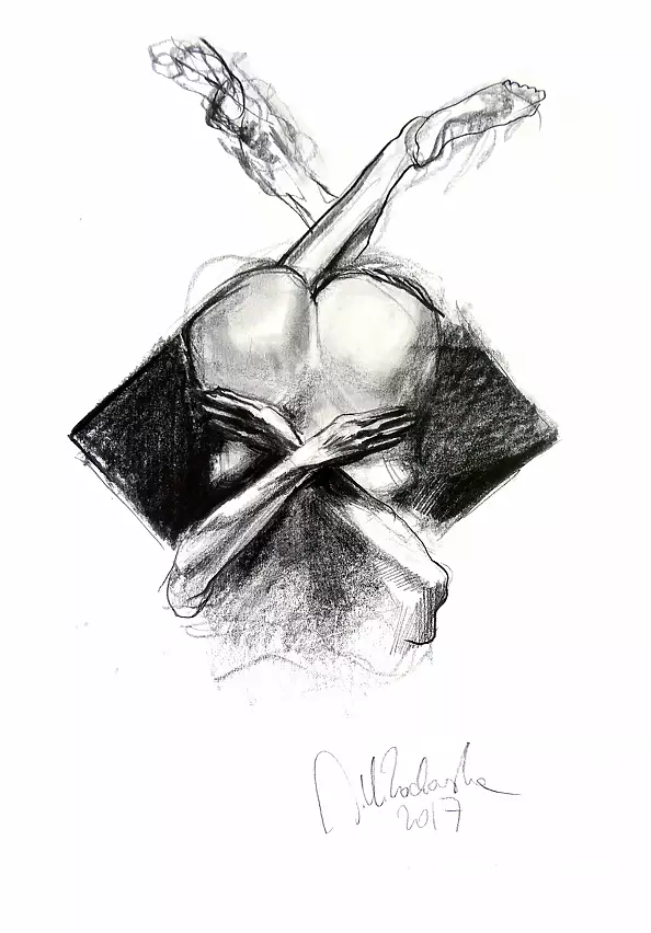 Dr Joanna Żochowska - Women's act, nudity, carbon sketch and pencil