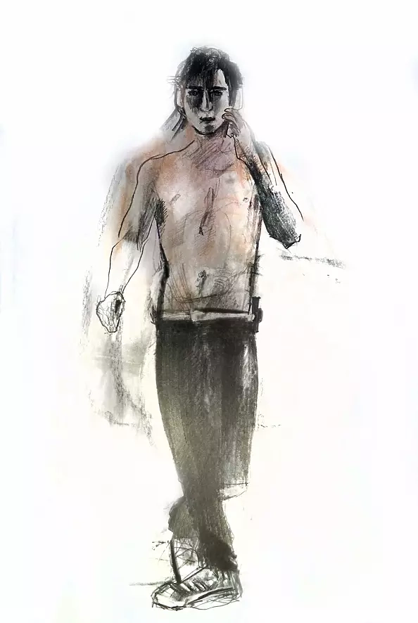 Dr Joanna Żochowska - Male act, coal pencil on paper