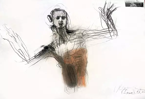 Dr Joanna Żochowska - Male act, coal pencil on paper