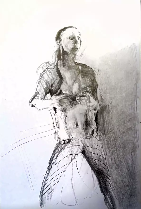 Dr Joanna Żochowska - Male act, coal pencil on paper