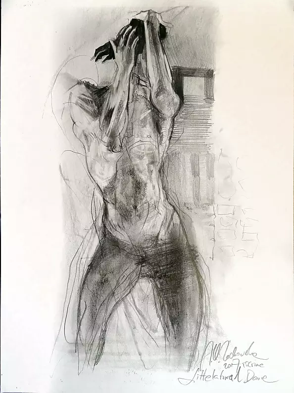 Dr Joanna Żochowska - Male act, coal pencil on paper