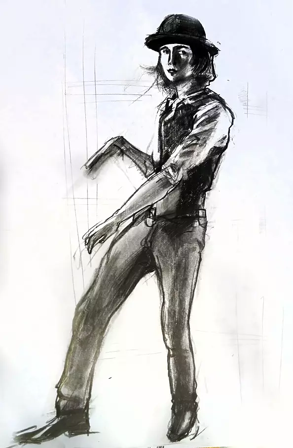 Dr Joanna Żochowska - Male act, coal pencil on paper