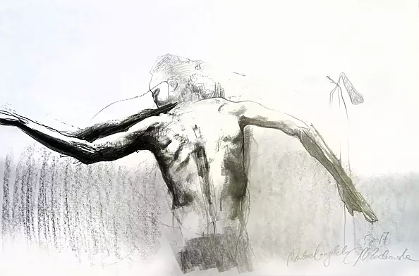 Dr Joanna Żochowska - Akt męski, węgiel ołówek na papierze