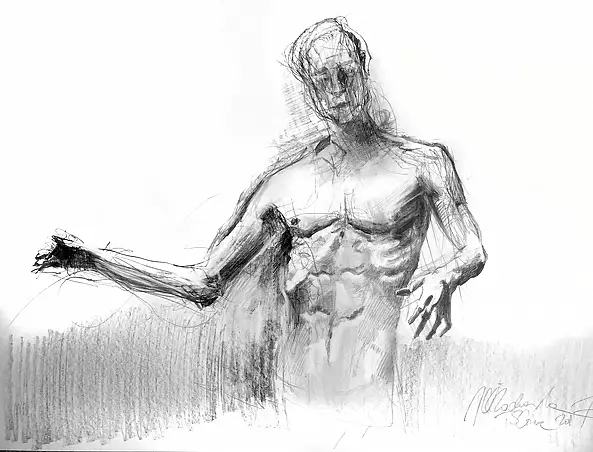 Dr Joanna Żochowska - Male act, coal pencil on paper