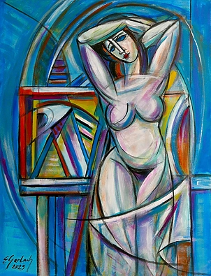 Eugeniusz Gerlach - Обнаженная перед картиной, 2023 г.