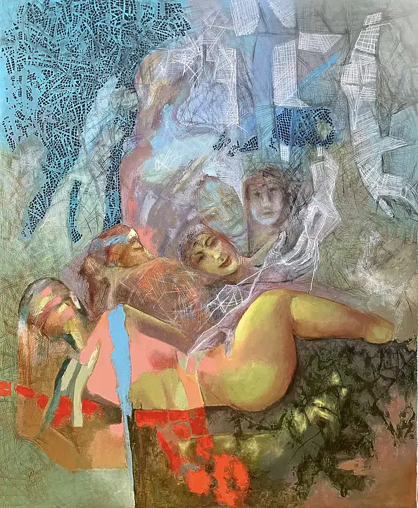 Anna Lupa Suchy, Agire sull'erba, Quadro a olio - tela, 80 x 100