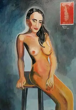 Michał Ogiński - Nude with a red rectangle