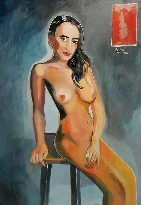 Michał Ogiński - Nude with a red rectangle