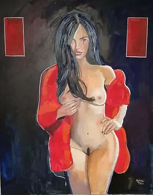 Michał Ogiński - Nude with red rectangles