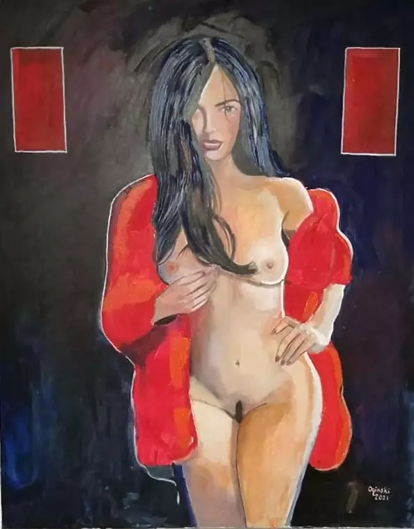 Michał Ogiński - Nude with red rectangles