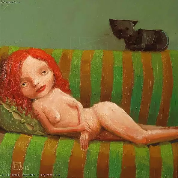 Krzysztof Iwin - Nude with a Cat