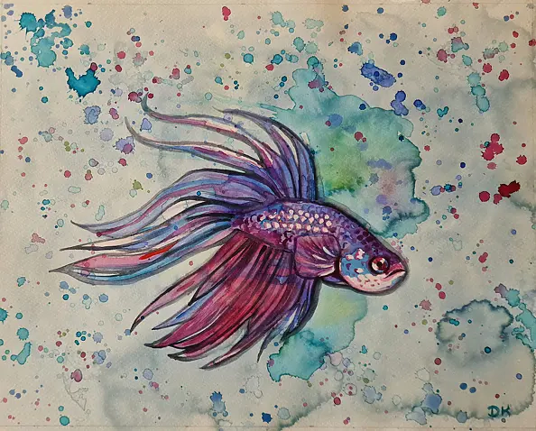 Danuta Kolis - Watercolor - Siamese fighting fish
