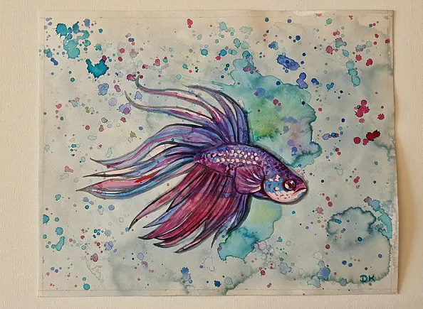Danuta Kolis - Watercolor - Siamese fighting fish