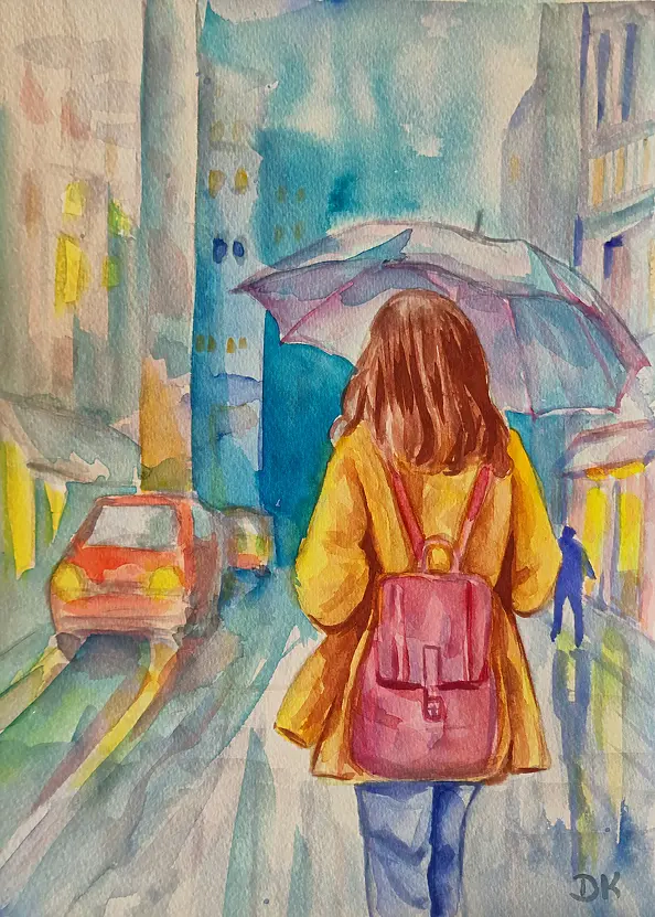 Danuta Kolis - Watercolor - Rainy Afternoon