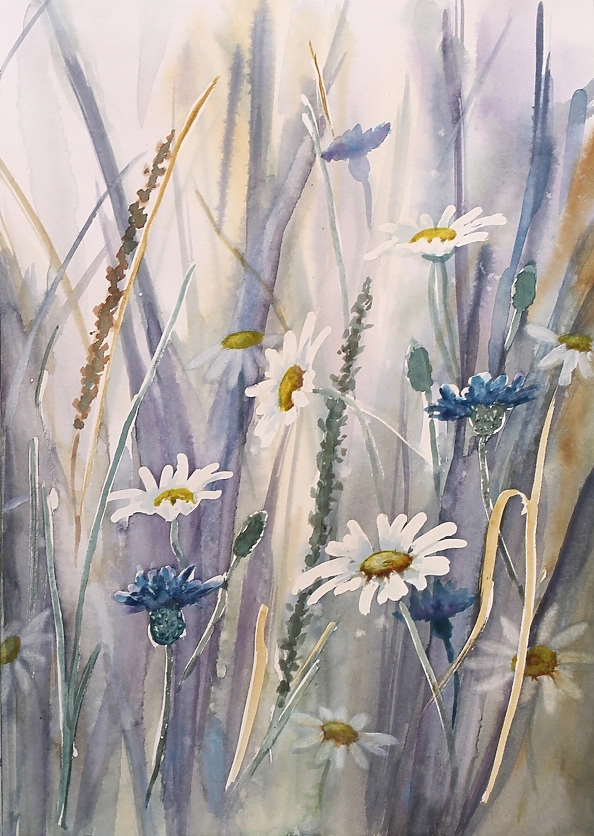 Lidia Olbrycht - Watercolor Diptych "Meadow"
