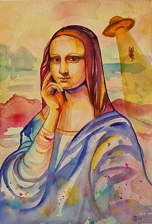 Danuta Kolis - Watercolor - Where Has Leonardo Gone?