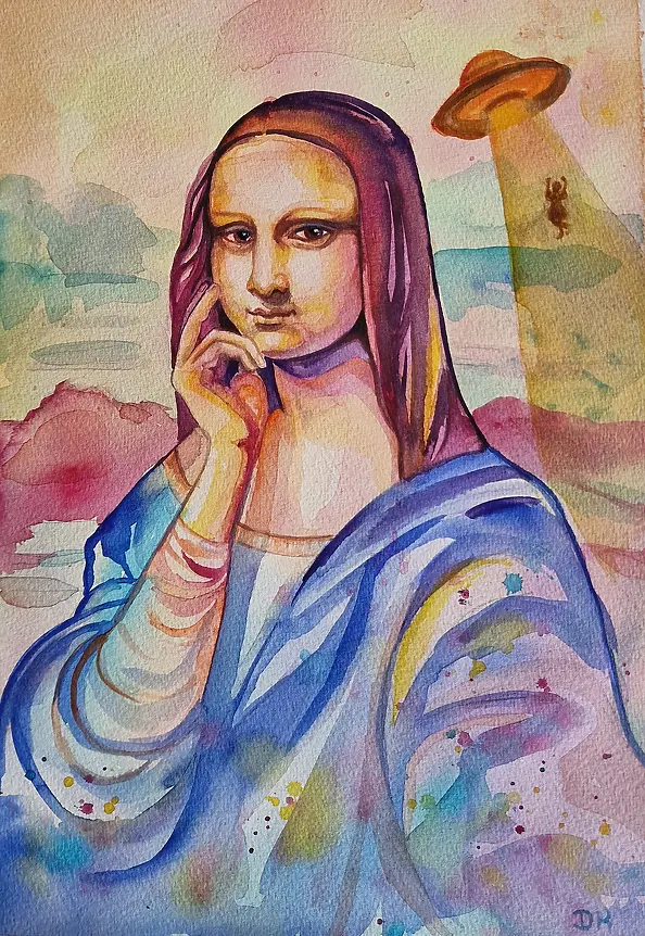 Danuta Kolis - Watercolor - Where Has Leonardo Gone?