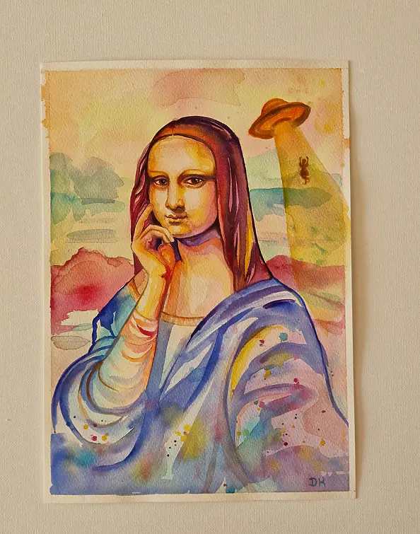 Danuta Kolis - Watercolor - Where Has Leonardo Gone?