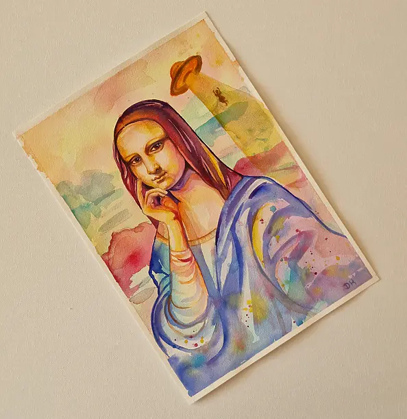 Danuta Kolis - Watercolor - Where Has Leonardo Gone?