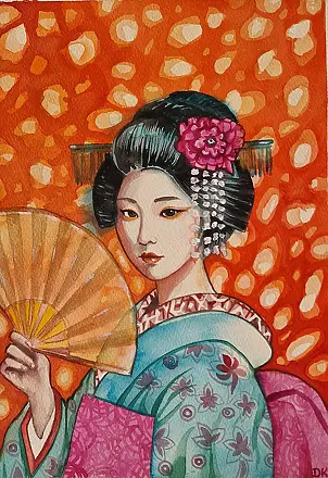 Danuta Kolis - Watercolor - Japanese girl Aoi
