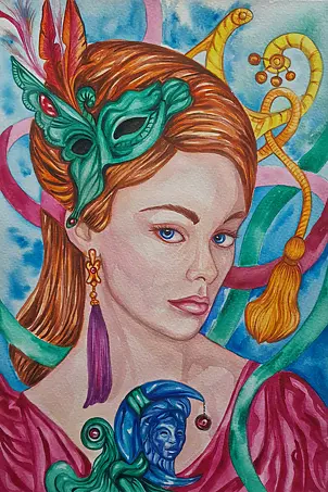 Danuta Kolis - Watercolor - Queen of Carnival