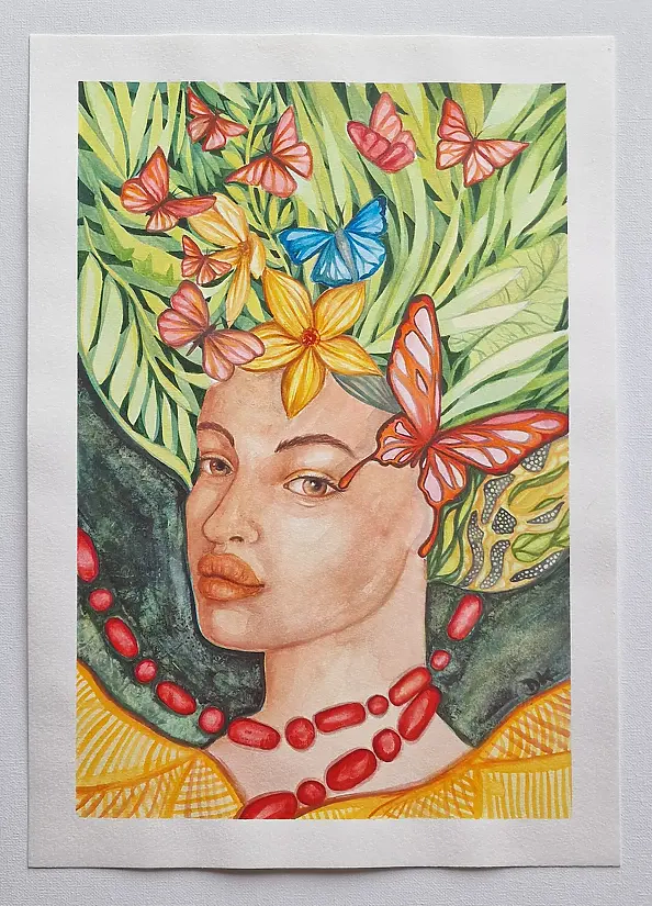 Danuta Kolis - Watercolor - Queen of the Butterflies