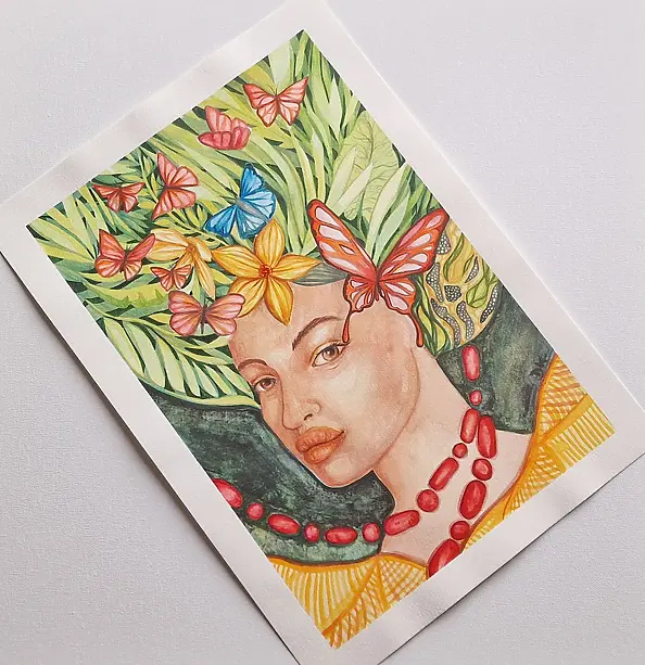 Danuta Kolis - Watercolor - Queen of the Butterflies