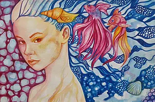 Danuta Kolis - Watercolor - Portrait from the Depths