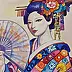 Danuta Kolis - Watercolor - Figure of the Japanese woman Yuzuki