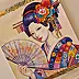 Danuta Kolis - Watercolor - Figure of the Japanese woman Yuzuki