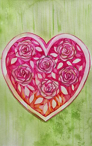Danuta Kolis - Watercolor - Rose Heart