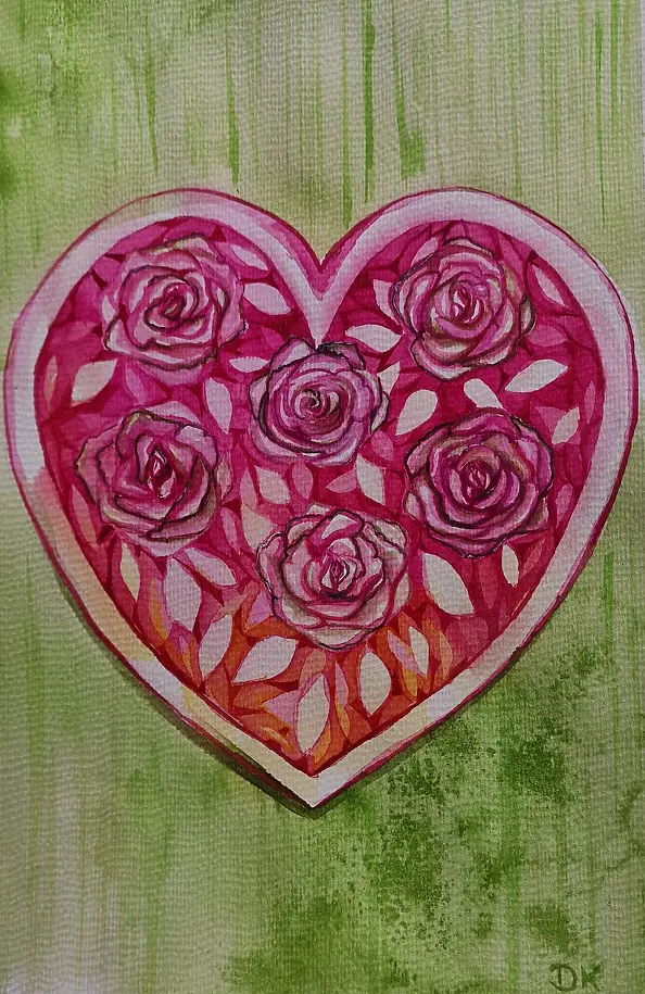 Danuta Kolis - Watercolor - Rose Heart