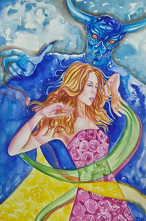   - Watercolor - In the Embrace of Shadow