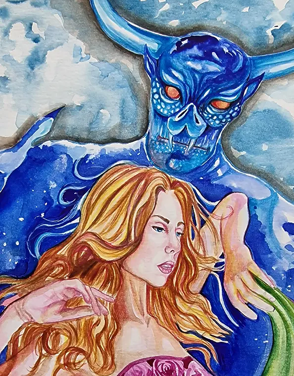 Danuta Kolis - Watercolor - In the Embrace of Shadow