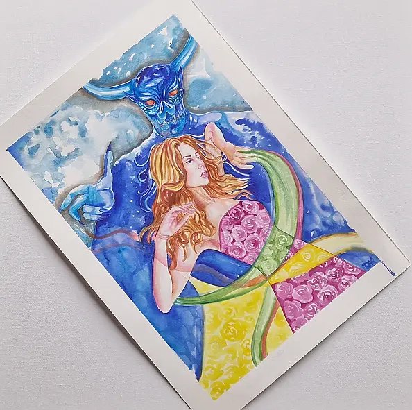 Danuta Kolis - Watercolor - In the Embrace of Shadow