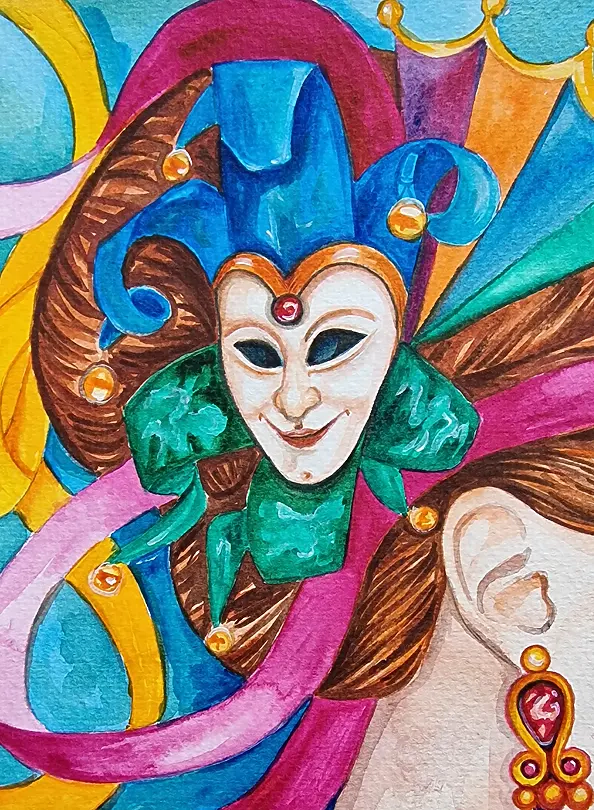 Danuta Kolis - Watercolor - Venetian Girl