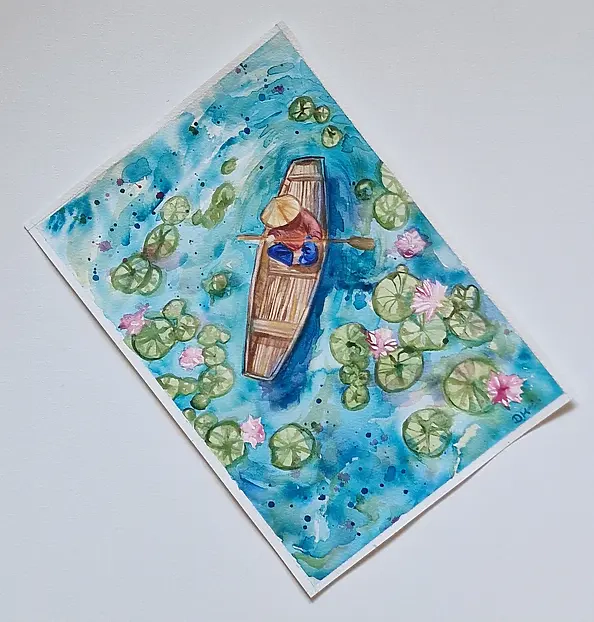 Danuta Kolis - Watercolor - Among the water lilies