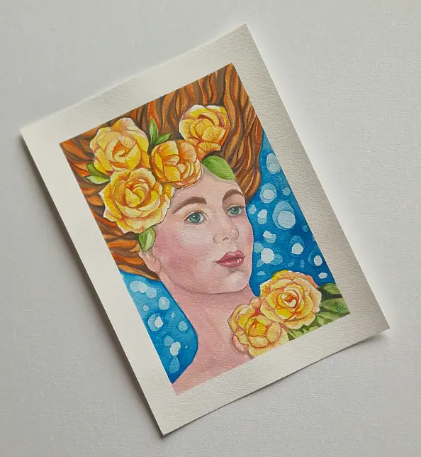 Danuta Kolis - Akwarela, gwasz - Róże w błękitnym śnie