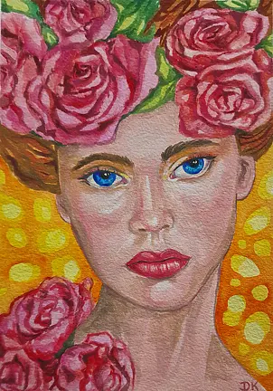 Danuta Kolis - Watercolor, gouache - Among roses and light