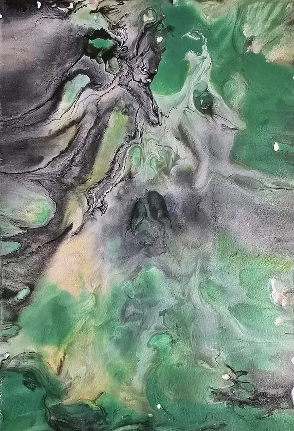 Ewa Mościszko - Watercolor painting entitled Angel vs demon