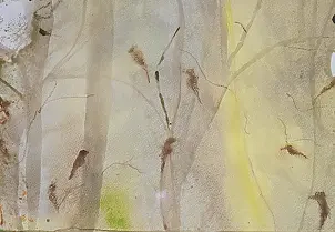Ewa Mościszko - Watercolor painting entitled Forest Songs