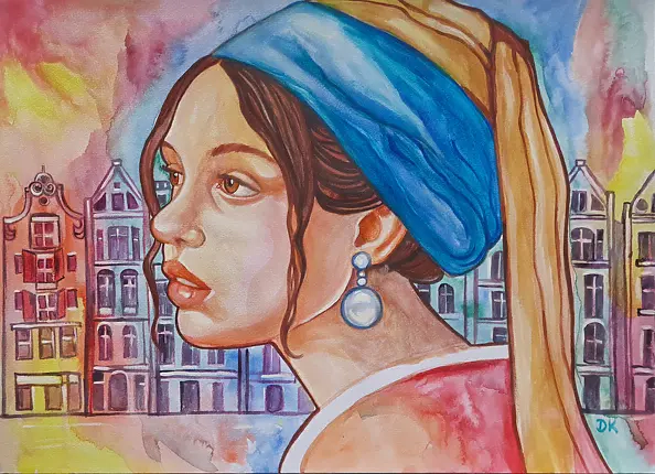 Danuta Kolis - Watercolor, mixed media - Echo of the pearl