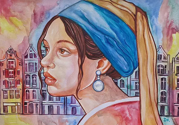 Danuta Kolis - Watercolor, mixed media - Echo of the pearl