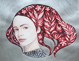 Danuta Kolis - Watercolor, mixed media - I'm looking at you