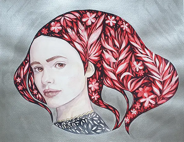 Danuta Kolis - Aquarelle, technique mixte - Je te regarde