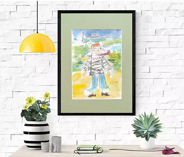 Anna Skowronek - Akwarela z piratem, marynarz obrazek