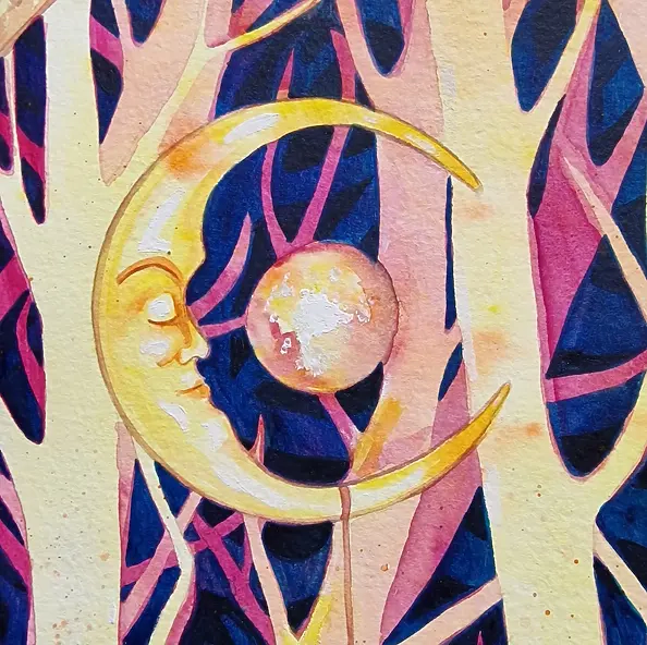 Danuta Kolis - Watercolors - Moon Earring