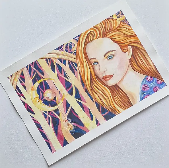 Danuta Kolis - Watercolors - Moon Earring