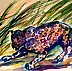 Marzena Salwowska, Alert RCB: Przyczajony jaguar widziany w Polsce w okolicach Torunia technika: tusze akrylowe i ak, Akwarele, Tusz - papier, 42 x 30